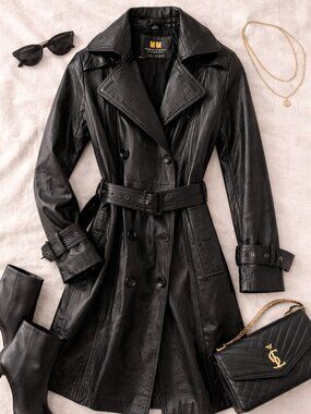 Faux Leather Trench Coat – Size Small